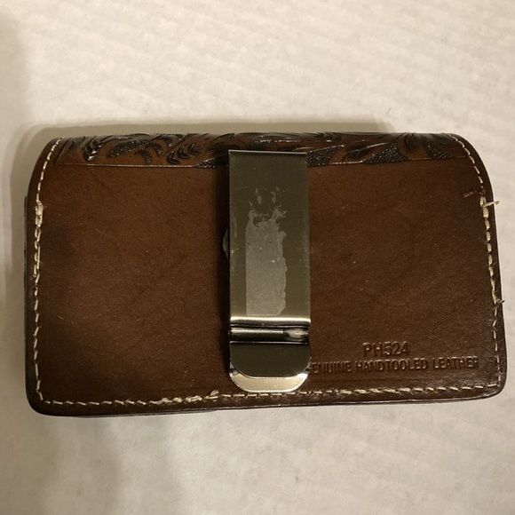 Numbered genuine hand tooled leather phone case with hair - Picture 2 of 11